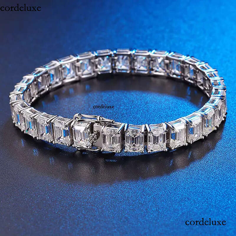 Custom Emerald Cut Moissanite Jewelry Sterling Sier Tennis Bracelets With Rectangle Full Dia Zirconia Women Jewellery 9f
