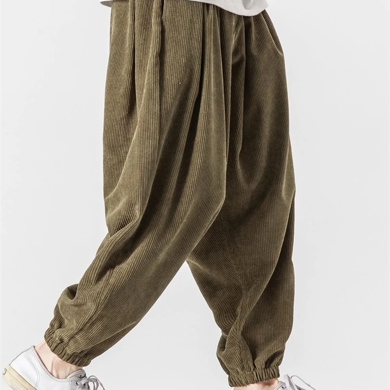 Y2k Corduroy wide sports pants mens jogging casual sports pants large loose work harem mens Trouser ankle length 240930