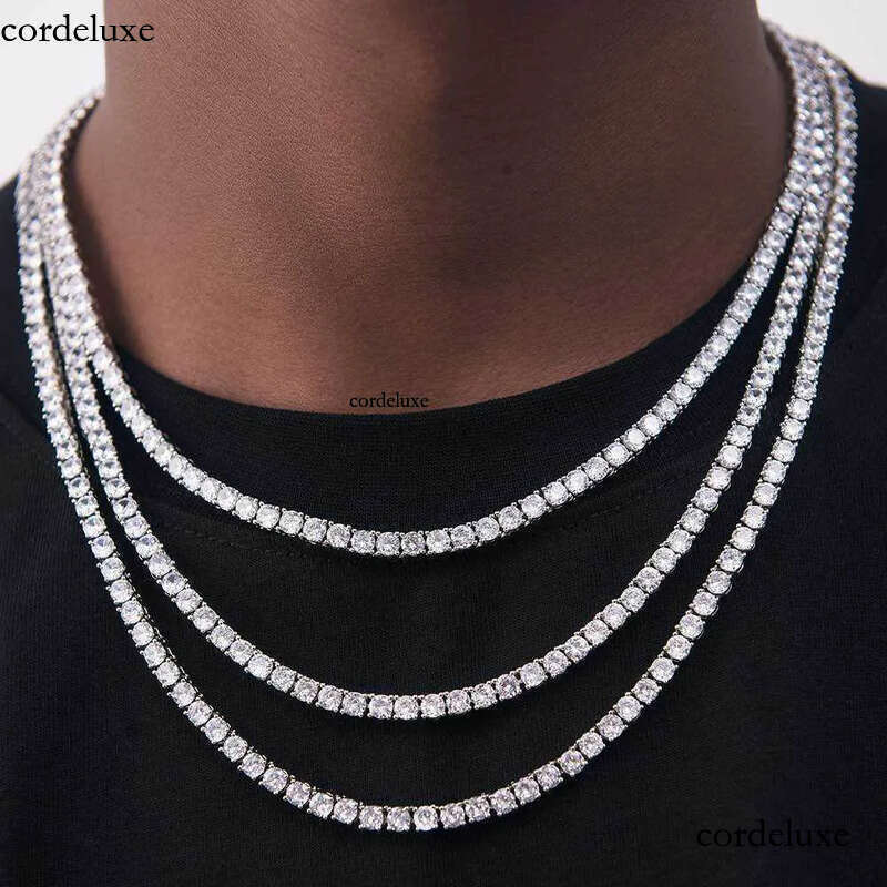 Hot sale bling pass dia tester hip hop copper 3mm moissanite tennis chain 20