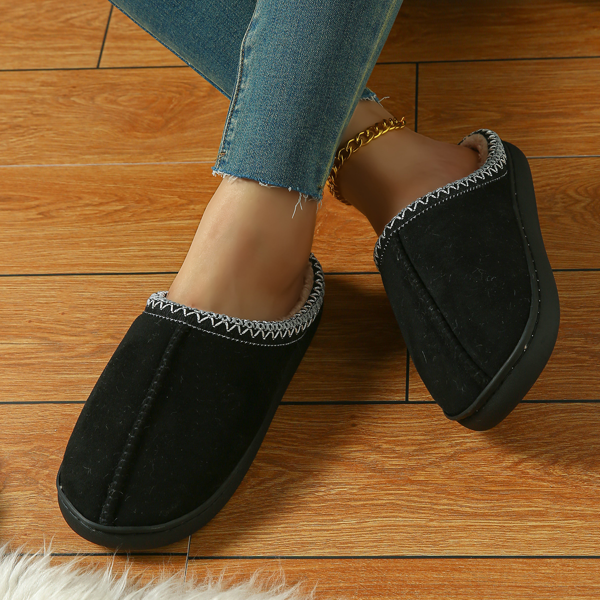 Warm Non-Slip Thick-Soled Cotton Women's Furry Slippers for Winter ddmymarket