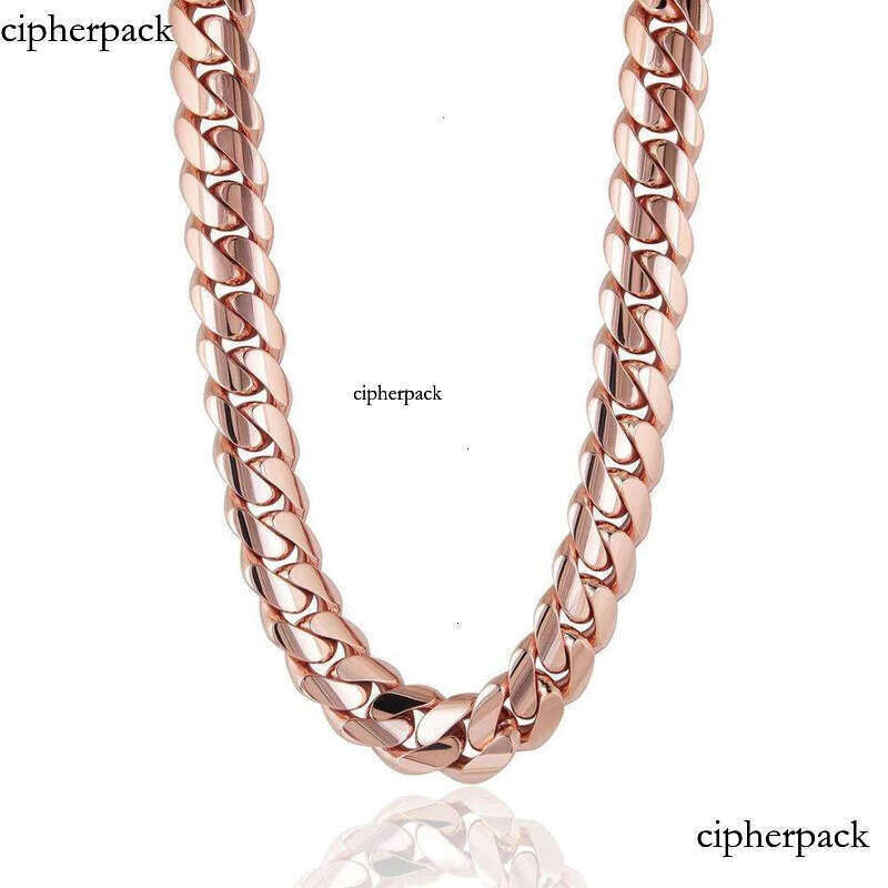 necklace moissanite chain Wholesale Stainless Steel Mens Link Necklace 14k Rose Gold Thick Miami Cuban Chain