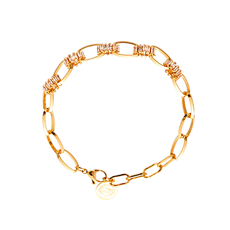 Zircon Stone Geometric Chain Bracelet Durable Lightweight Designer Accessory
