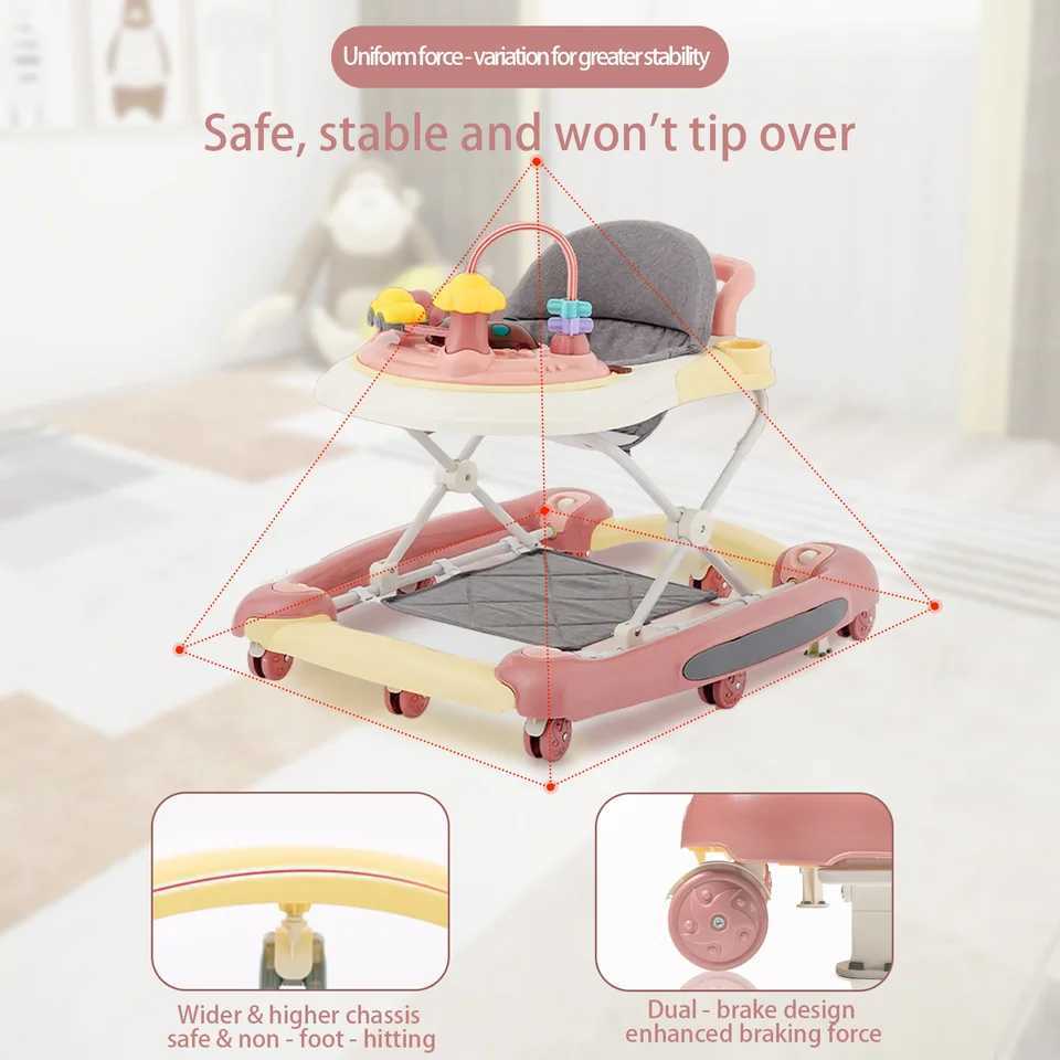 Baby Walker With Sunshade and Seat Multifunctional Kids AntiRollover Adjustable Rocking Stroller Mother Baby Supplies Toys 2025 J250925