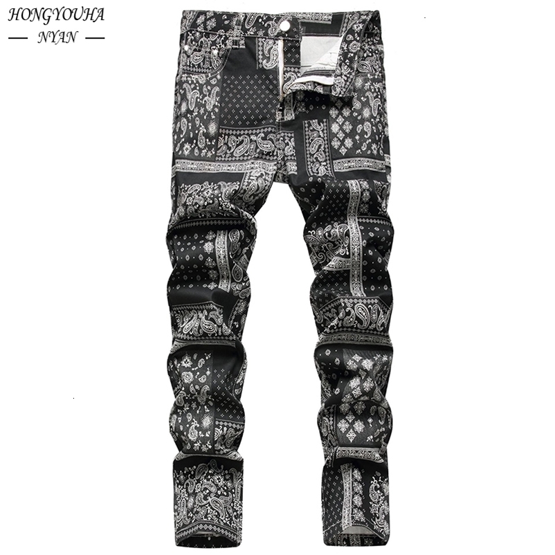 Men's Jeans Autumn Printed Paisley Mens Jeans Fashion Classic Daily Regular Fit Casual Stretch Pants Male Loose jeans hombre Trousers 230821