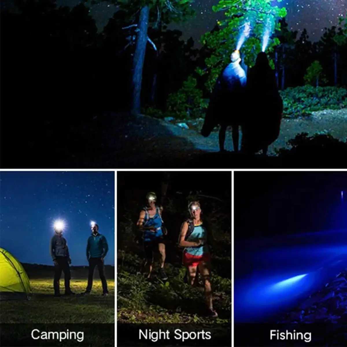 Redgreenwhiteuv 8 Modes Led Headlamp Headlights For Rechargeable Flashlight Light Sensor Motion Night Usb Work Front Portable J250925