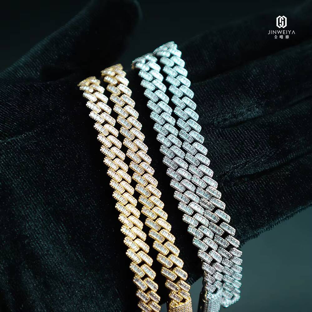 Customized Trendizable Hip Hop Streetwear Necklace GoldSilver and Rhodium Plated S925 Silver Cuban Rope Chain for Gift OEM New Arrival