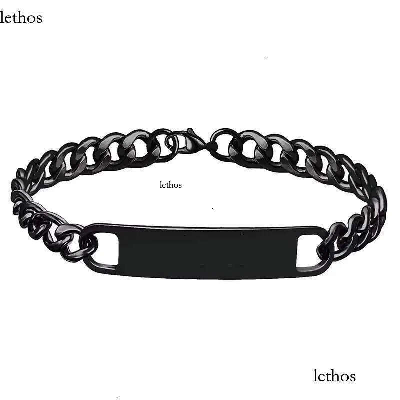DHCollections Factory Supplier Stainless Steel Adjustable Engraved Custom Cuban Chain Metal Bracelet 4f