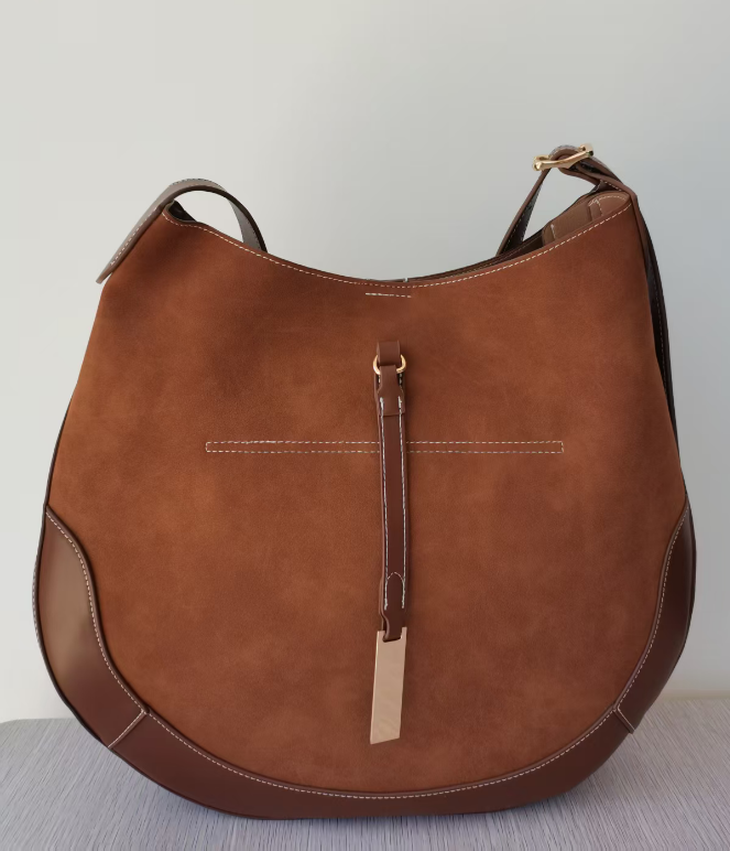 Women's Underarm Suede Equestrian Design Dumpling Tote Hot-Selling Handbag Crescent Bag Large 2025 Elegant Versatile New Trendy Ins Style