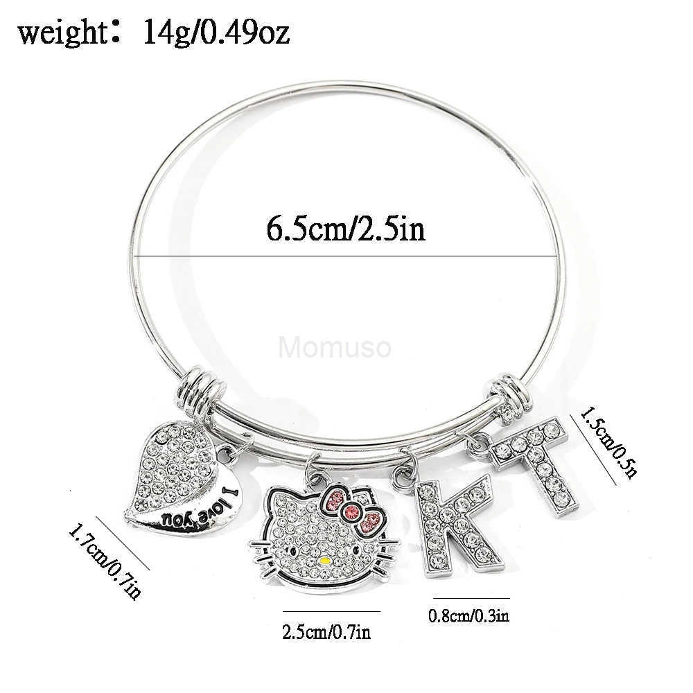 Sanrio Hello Kitty Charms Adjustable Bracelet Kit Cat Friendship Jewelry for Women And Girls I Love You Valentines Day Gift L250925