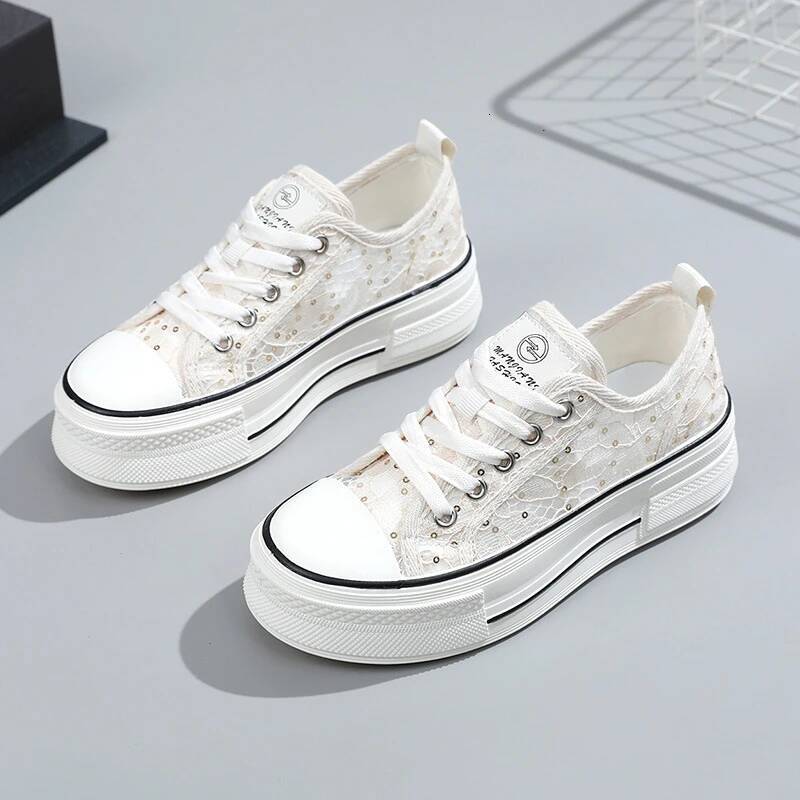 Canvas Sneakers Summer Breathable Mesh Thick Bottom Height Increase Casual Women's Beach Flat Shoes ddmysaturn