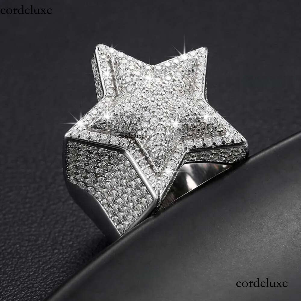 VVS Moissanite Dia Star Ring With GRA CertificateHiphop Men Women Fine Jewelry Iced Out Gold Plated Sterg Sier 4a