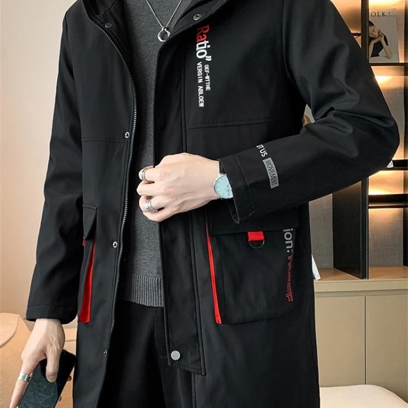 Jacket Men Hooded Trench Black Dark Grey Autumn Oversized 6XL 7XL 8XL Plus Size Windbreaker Baseball Coat Jackets Big Pockets 240716