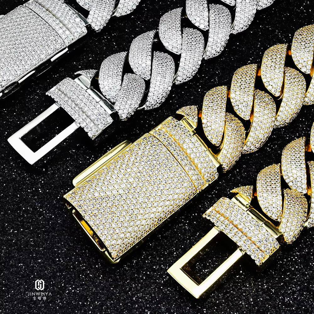 Heavy Duty VVS Moissanite Cuban Link Chain 925 Silver Material Iced Out Design20mm 5 Rows Hip Hop Jewelry