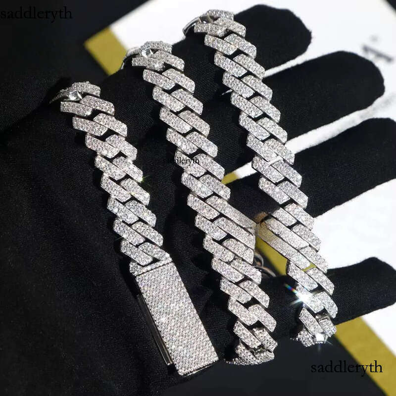 necklace VVS Moissanite Cuban Chain 10mm 12mm 13mm 15mm Hip Hop Necklace Mens Accessories