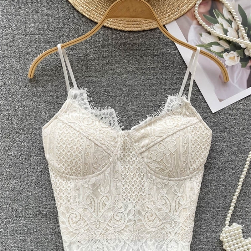 Camisoles Tanks SINGREINY Lace Backless Strap Sexy Camisole Women Summer Elastic Waist Fashion Elegant Ladies Slim Korean Tank Tops 230518