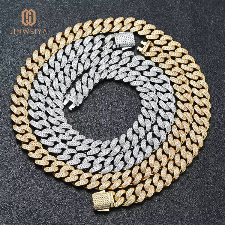 Size Cuban Link Moissaniteium S925 Silver 12mm 3Row HipHop Bracelet Fashionable Style Mens Fine Chain Link Bracelets