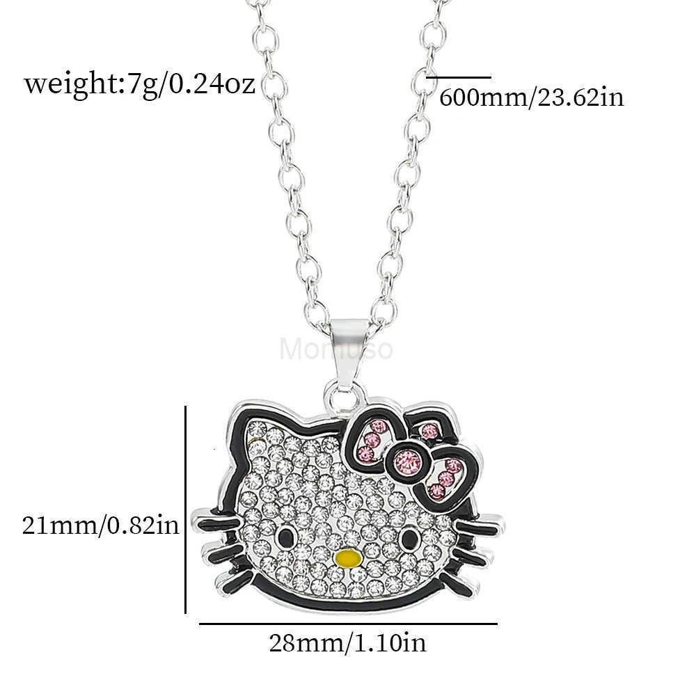 Sanrio Cartoon Anime Hello Kitty Rhinestone Pendant Necklace Cute Girl Sweet and Fashionable Collarbone Chain L250925