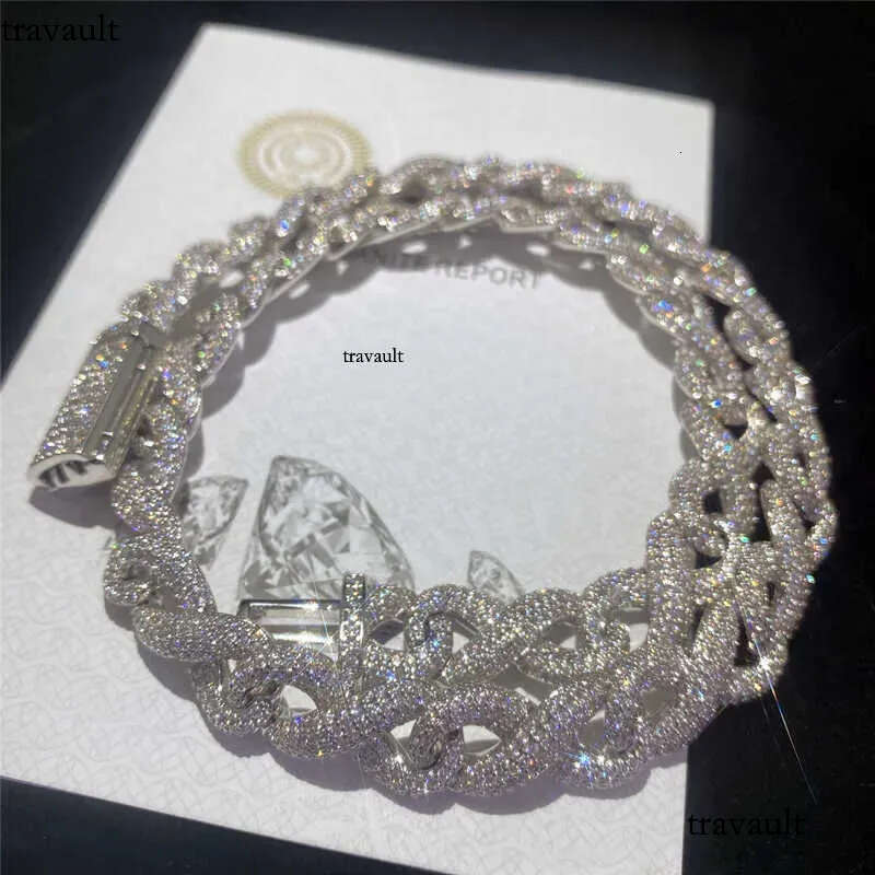 Iced Out Moissanite Cuban Link Chain Classic Box Clasp Hip Hop Men Jewelry Gold Necklace Bling Dia Chains