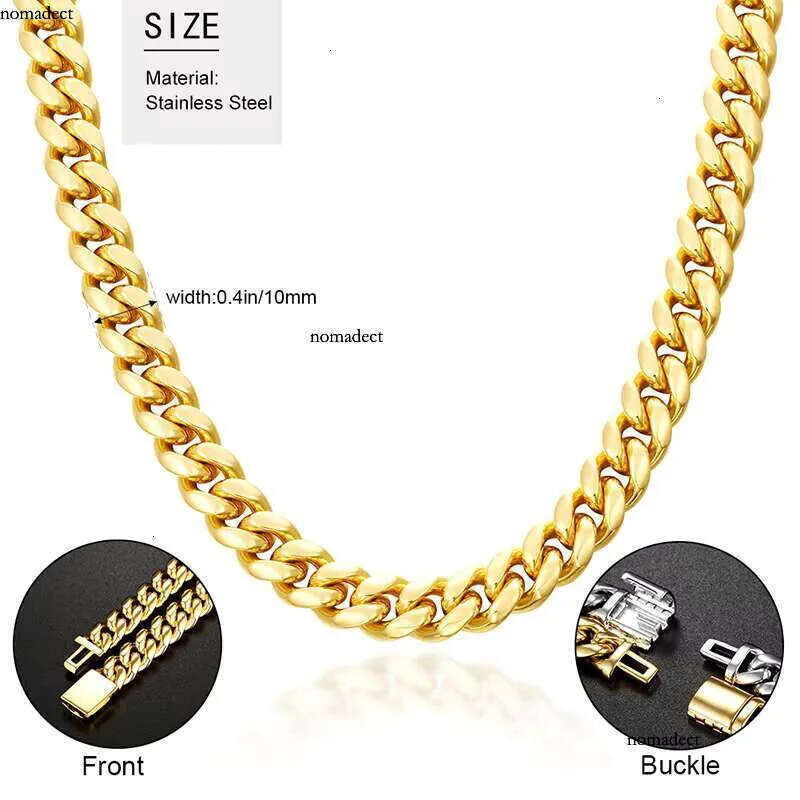 Cheapest Price 10mm Rapper Jewelry Stainless Steel Necklace Hip Hop Gold Plated Miami Cuban Link Chain 1a