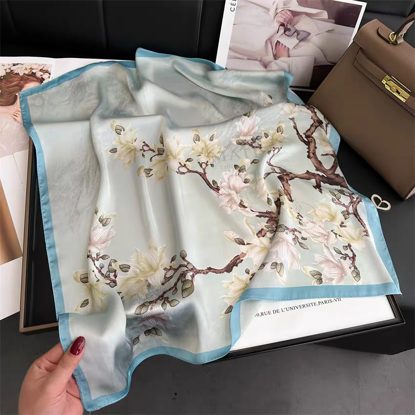 Wholesale Women Luxury Satin Scarf Spring New Color Printed Small Square For Daily Wear Office Travel Party Gift