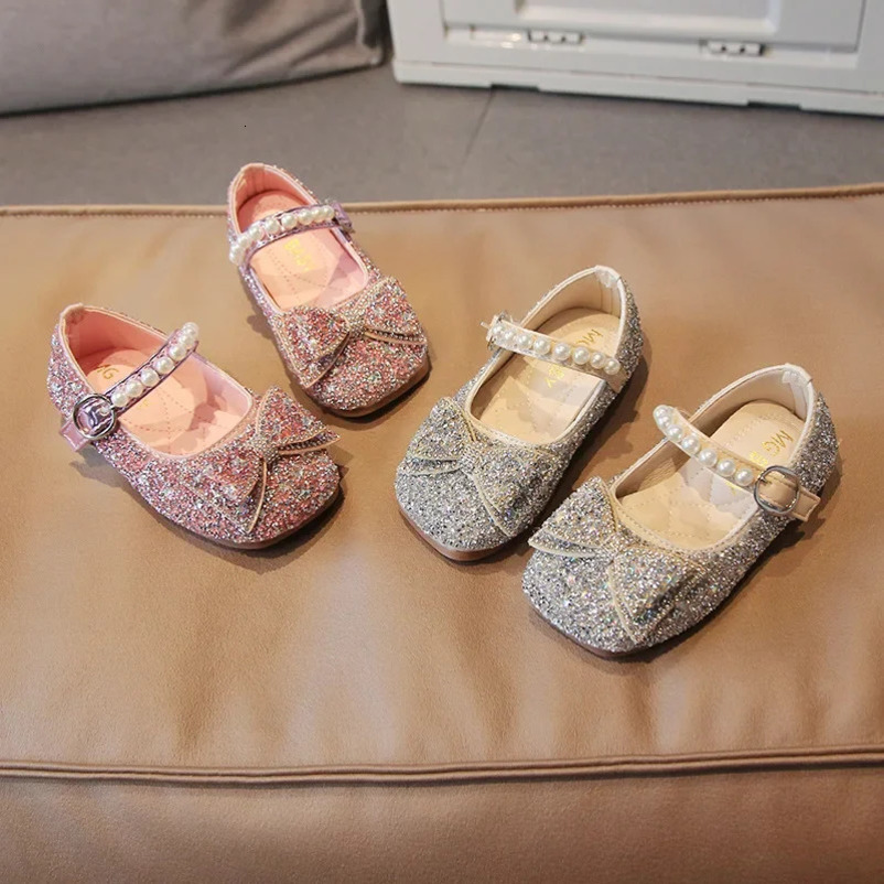 Fashion Little Girl Runway Performance Catwalk Shoes Student Wedding Party Rhinestone Sparkling Princess Leather Shoes F12302 241219