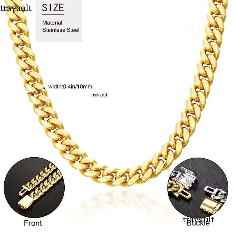 Cheapest Price 10mm Rapper Jewelry Stainless Steel Necklace Hip Hop Gold Plated Miami Cuban Link Chain