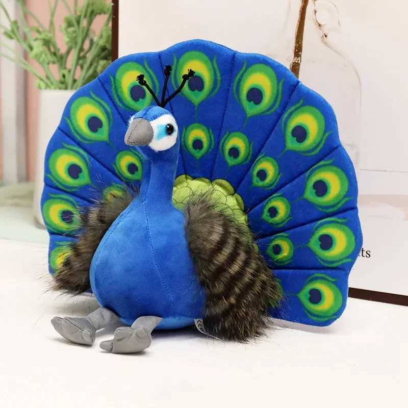 Creative Simulation Peacock Plush Toy Green Blue Peacock Spread Tail Beautiful Plush Doll Quality Stuffed Cotton Adorns Bedroom C250925