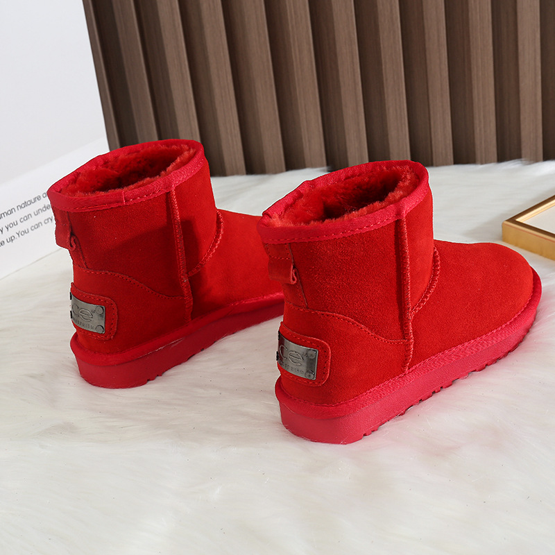 CE designer shoes Free shipping oxhide affordable luxury Winter anti slip snow boots with thick plush cotton shoes Exquisite