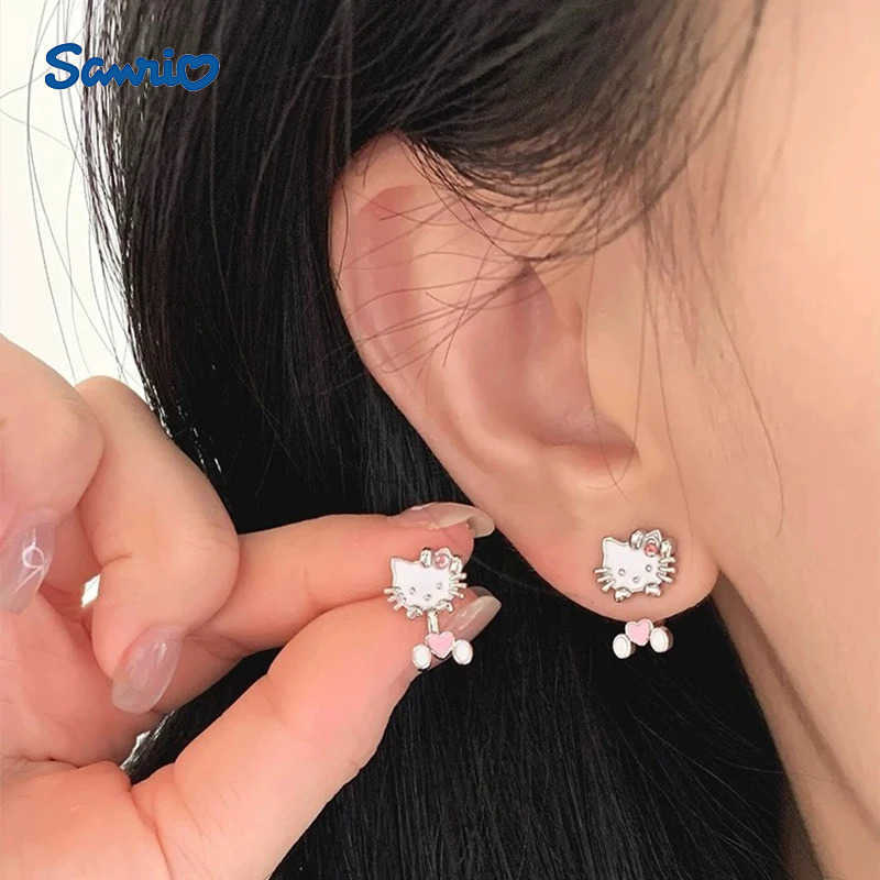 Sanrio 1Pair Kawaii Hello Kitty Earrings Cute Cartoon Stud Earrings For Women Girls Trendy Sweet Earrings Jewelry Accessories L250925