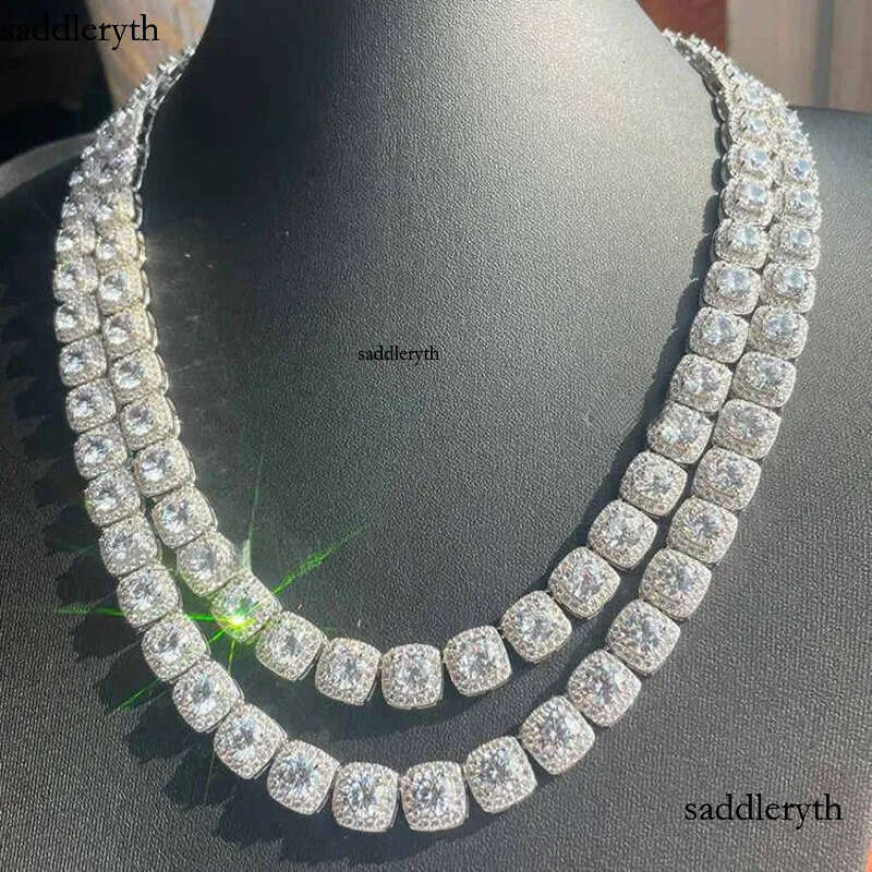 Necklace bracelet Moissanite Dia Custom Vvs Cuban Link S Sier 10mm Large Tennis Chain Solid Back Hiphop ec