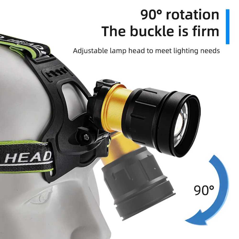 High Power XHP360 Headlamp LED Flashlights 36core Wick Telescopic Zoom Fishing Light Lamp For Camping J250925