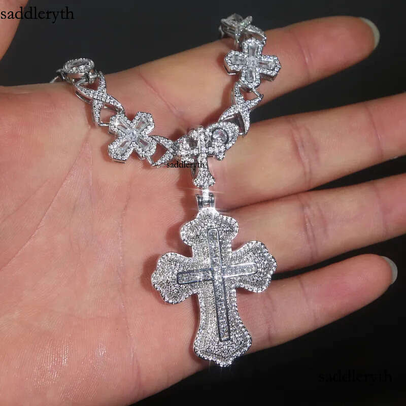 Hip Hop Pendant with Eye Cross Cuban Chain Necklace 5A Zircon Mens Jewelry