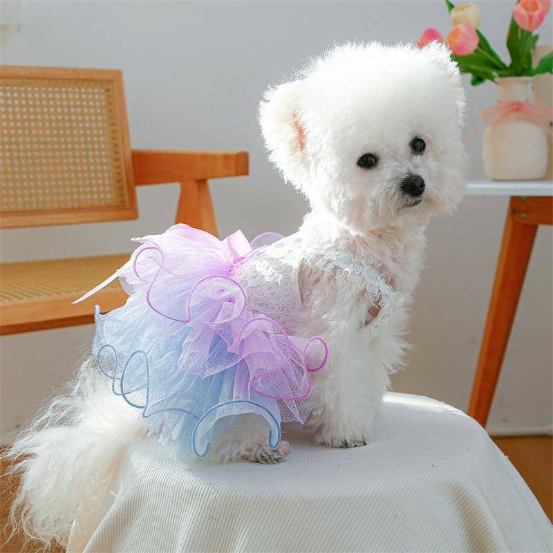 Summer Cute Lace Dog Dresses Teddy Cat Dress Fashion Dog Skirts Pet Princess Dress Chihuahua Pet Clothing