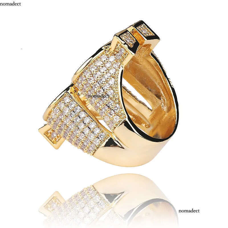 Mens Hip Hop Ring Jewelry Dollar Sign Gemstone Zircon Fashion Big Gold Rings 43