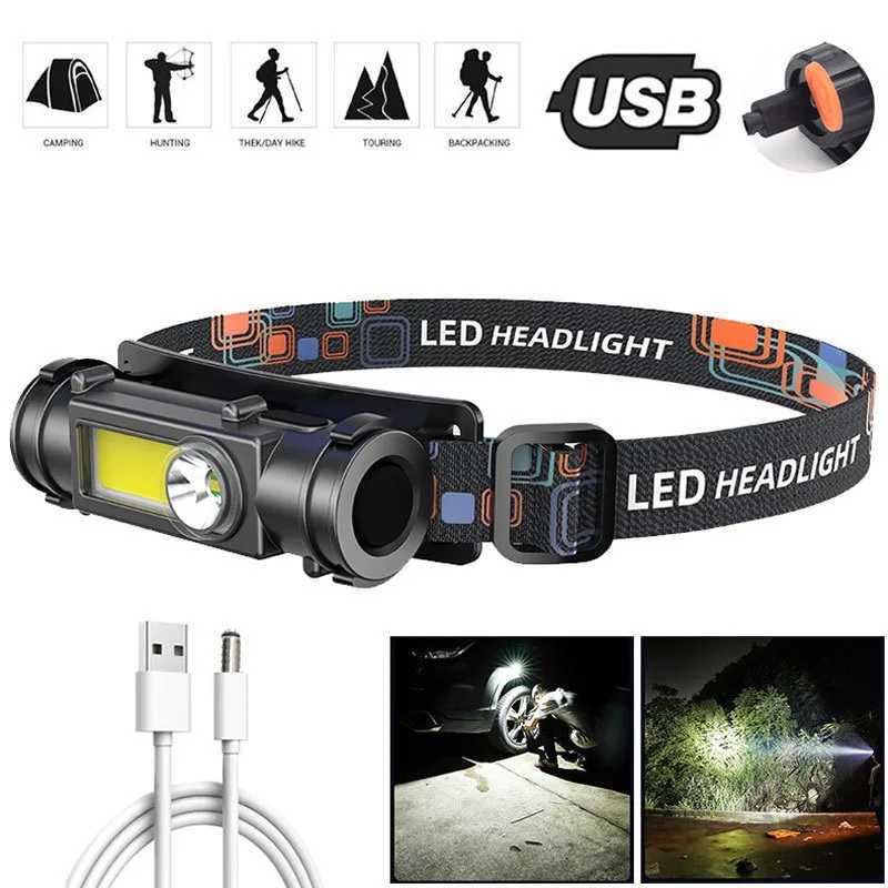 LEd Mini HEADlamp Strong Light Multifunctional Dual Light Source Attraction Outdoor Usb Charging Fishing J250925