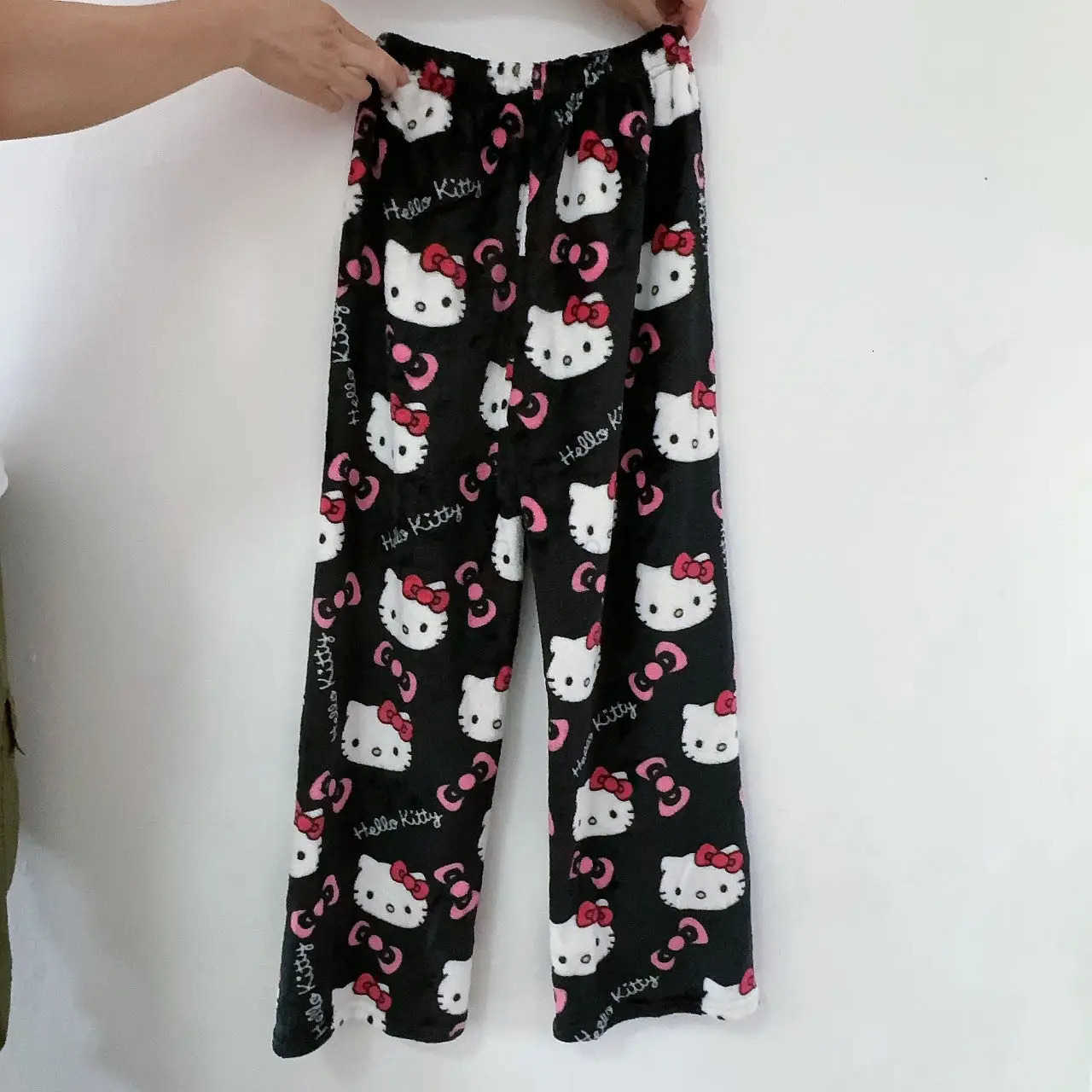Sanrio Anime HelloKitty Y2k Pajamas Pants Women Pjs Halloween Household Dress Kawaii Woolen Cartoon Casual Home Pants L250925