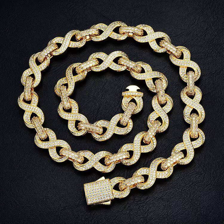 High Quality JWY Customized Trend Hip Hop Cuban Link Chain Goldsilver Plated Brass for Men