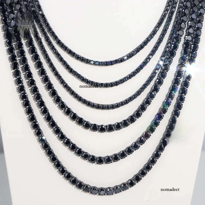 Hot Selling Black Cuban Link Bracelet Necklace 2mm to 6.5mm GRA Certificate Moissanite Tennis Chain S Solid Sier 69