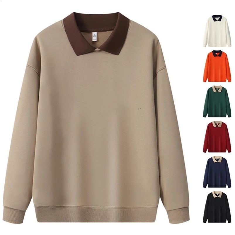 Long sleeved polo collar sweatshirt unisex sweatshirt fashionable color block patch work hoodie mens fashion Moleton Masculino 241203
