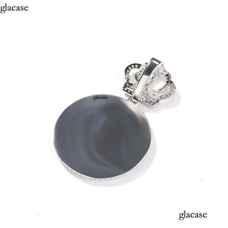 Custom Photo Pendant Necklace Crown Clasp Round Memorial Frame Medal Pendants