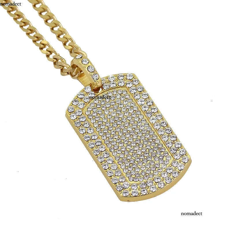 Mens Hip Hop Necklace Jewelry Full Rhinestone Iced Out Dog Tag Pendant Gold Necklaces For Men 29