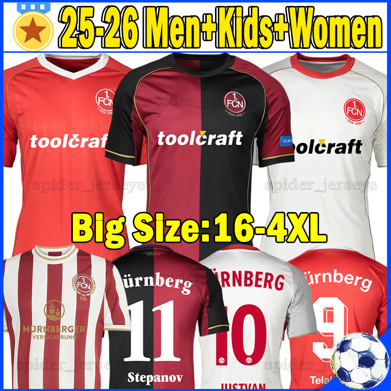 XXXL 4XL 25 26 1. FC Nurnberg Soccer Jerseys 125th anniversary Football Shirts 2025 2026 Stepanov Telalovic Grimaldi Justvan Lubach Retro 1980 Men Uniforms Kids Kits