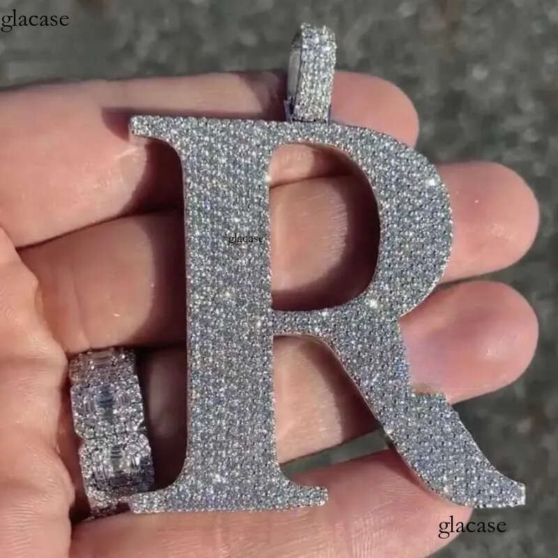 Custom Iced Out Dia Sier Vvs Moissanite Letter Necklace Pendant Hip Hop Jewelry