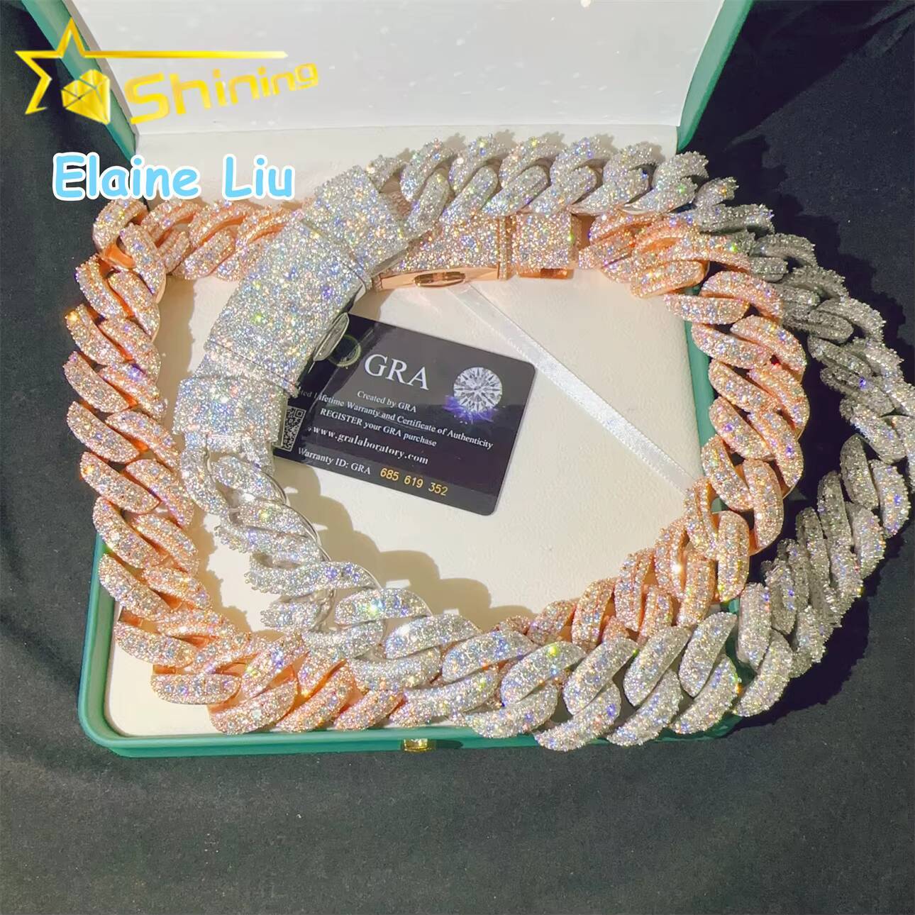 Sterling Silver 925 28mm VVS Moissanite Diamond Cuban Link Chain Moissanite Hip Hop Jewelry Cuban Link Chian Necklace