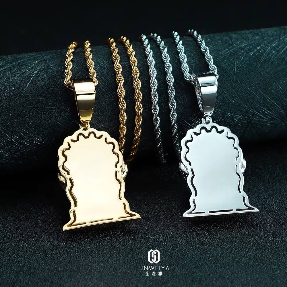 New Arrival 18K Gold Plated Link Chain Hip Hop Style Diamond Moissanite Iced out Pendant Necklace for Anniversary Occasions