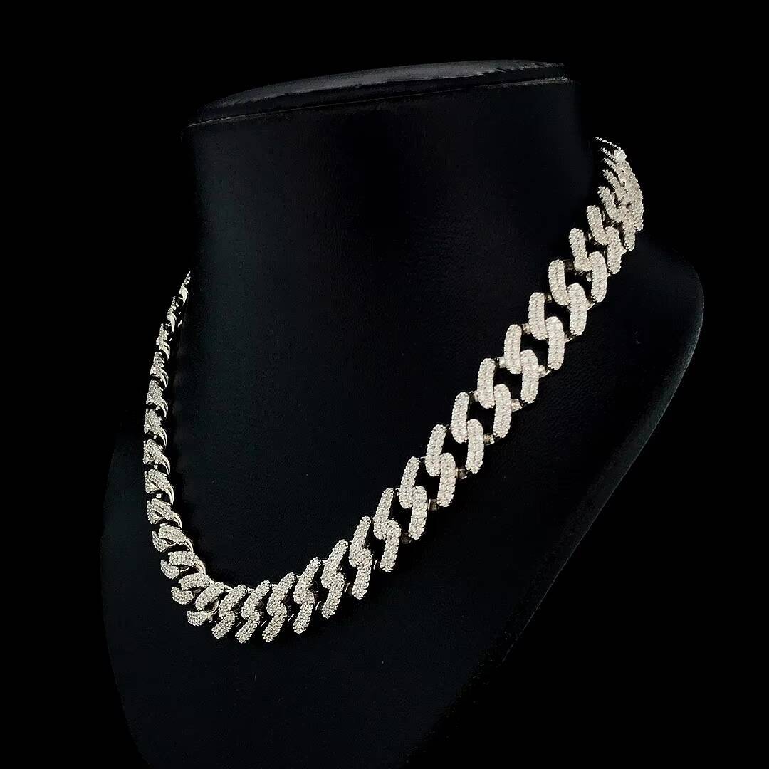 TrendHip Hop Customized TrendLength 16mm GoldPlated Brass Baguette CZ Diamond Cuban Link Bracelet Chain Necklace for Party Occasions