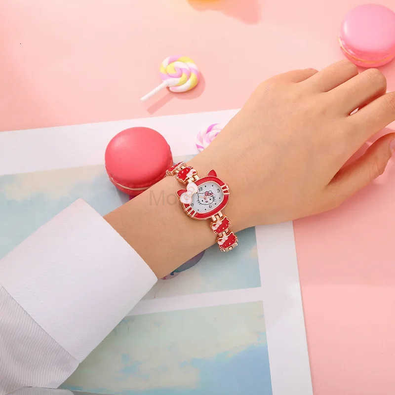 Sanrio Hello Kitty Women Girls Watch Kids Casual Cartoon Electronic Quartz Watches Pink Fashion WristWatch Cute Children Gifts L250925