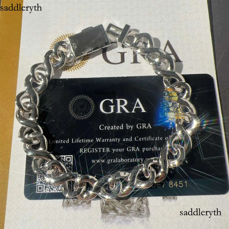 New Arrivals 10mm Width Solid Sier Iced Out Hip Hop Jewelry VVS1Moissanite Dia Franco Cuban Link Infinity Bracelet Men 51 b0