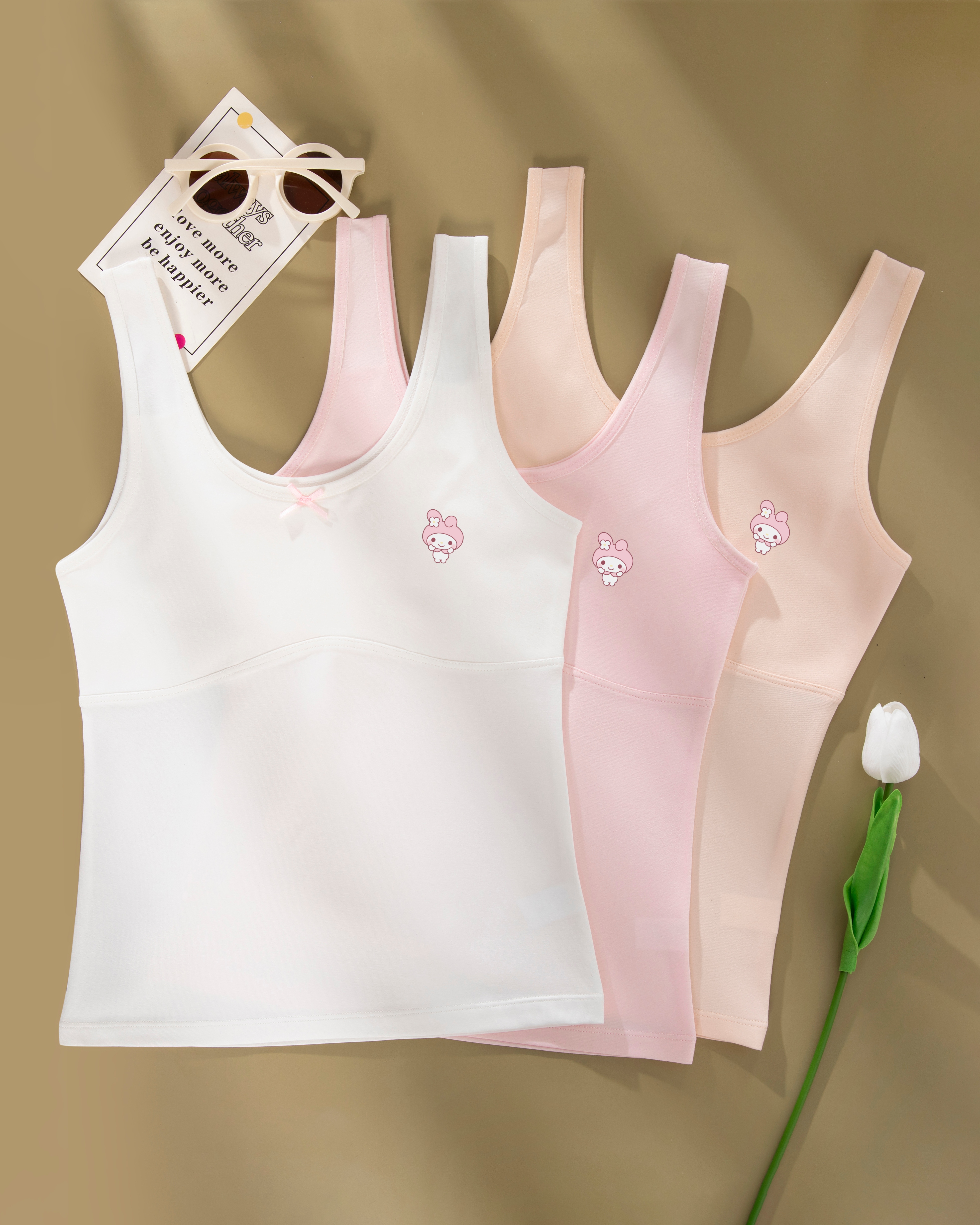 Cartoon Developmental Support Sports Bralette Tank Tops for Preteen Girls