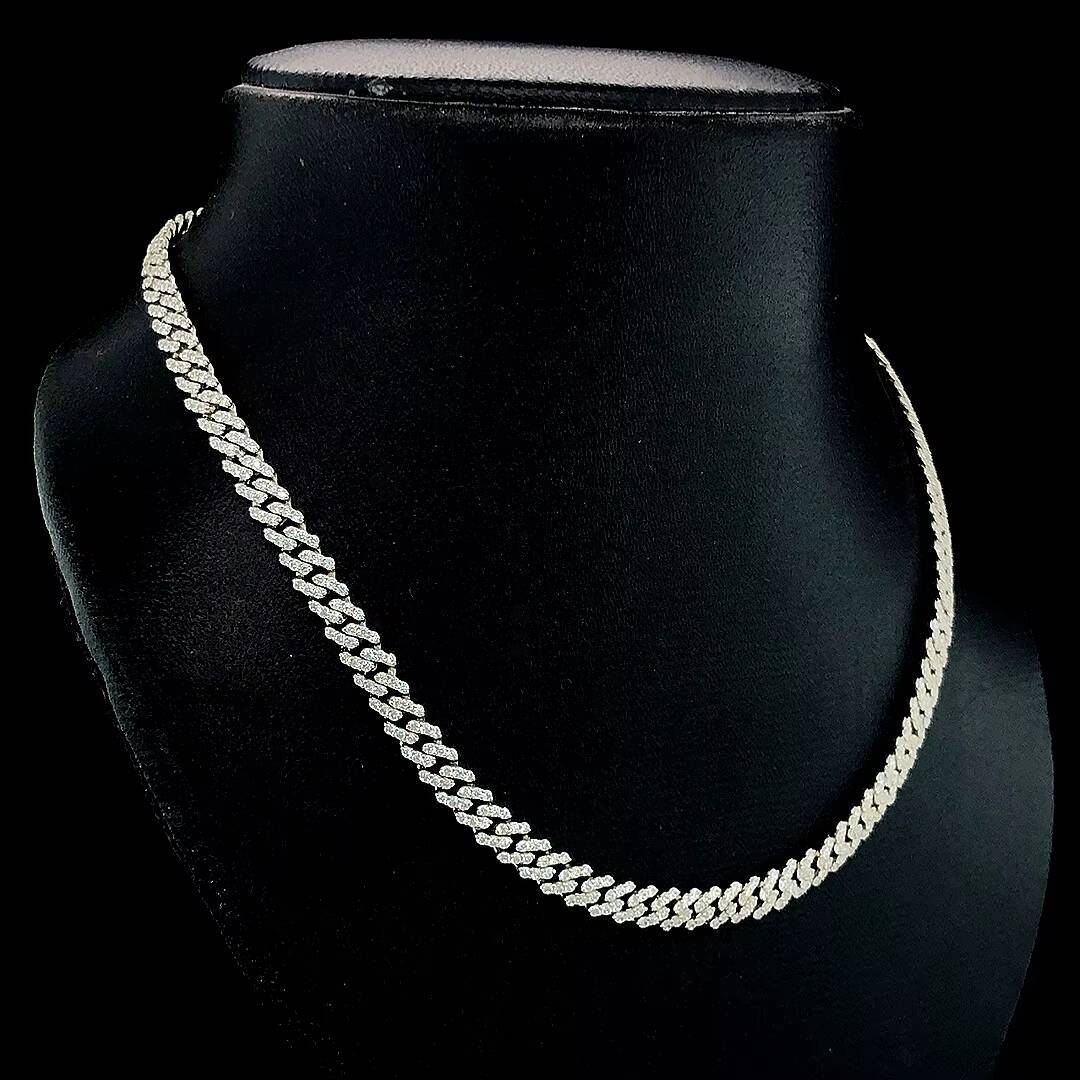 10k Solid Gold Heavy Cuban Link Chain in Hip Hop Style Sparkling Iced Out with Round and Baguette Cut Moissanite